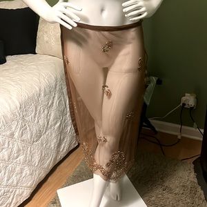 💰Sheer brown beaded swimsuit coverup by Papillon